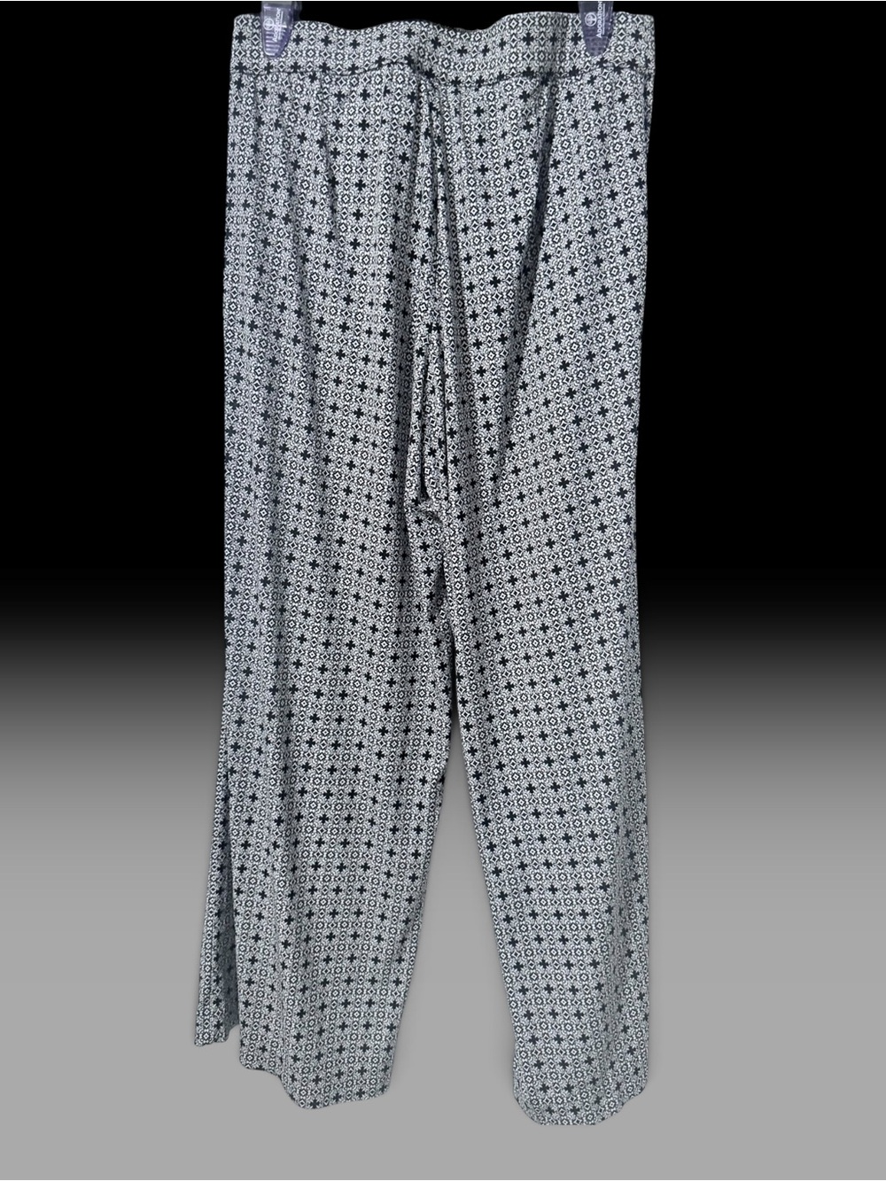 Lane Bryant Black & White Geometric Wide-Leg Pants